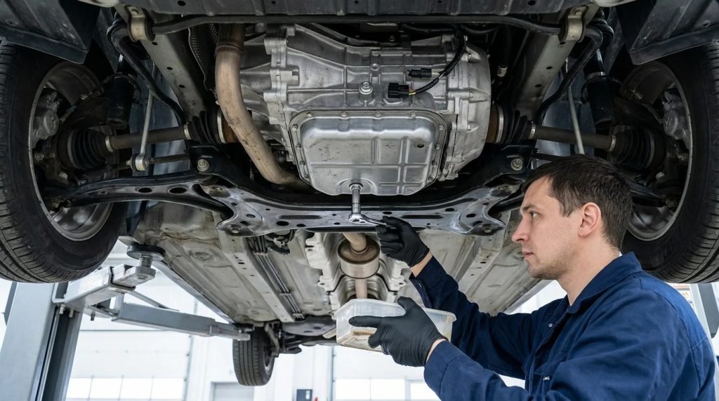 АКПП Kia Rio и Hyundai Solaris на подъёмнике — диагностика и обслуживание коробки передач